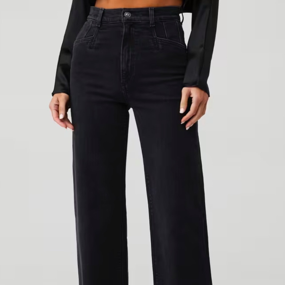Jordie Super High Waist Wide Leg Jean Favorite Daughter black